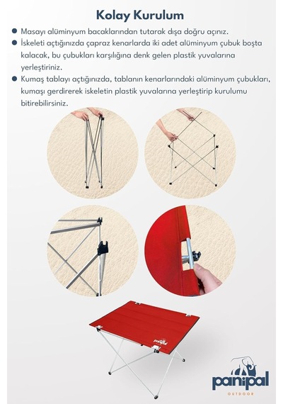 Omuz Askılı Katlanır Kamp Ve Piknik Masası, Metal Çerçeve, Taşınabilir, Tr Menşeli Kırmızı Genel