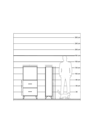 Hyperion Dolap Tek Raflı 2 Çekmeceli 60x44x134 Aytaşı-antrasit Aytaşı