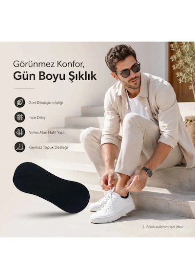 Womanandkids Wak Erkek Geri Dönüşüm İplikli 12 Li Görünmez Sneaker Çorap, İnce Dikişli, Nefes Alan Yazlık Babet Ç Siyah Womanandkids Wak Erkek Geri Dönüşüm İplikli 12 Li Görünmez Sneaker Çorap, İnce Dikişli, Nefes Alan Yazlık Babet Ç Siyah