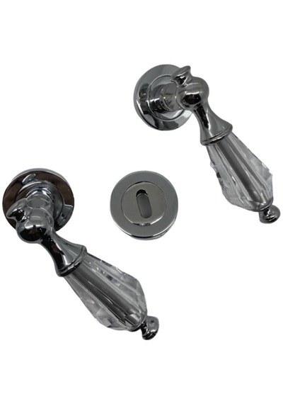 Topkapı Kristal Krom Rozetli Oda Kapı Kolu
