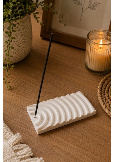 Beyaz Dalgalı Desen Tütsülük