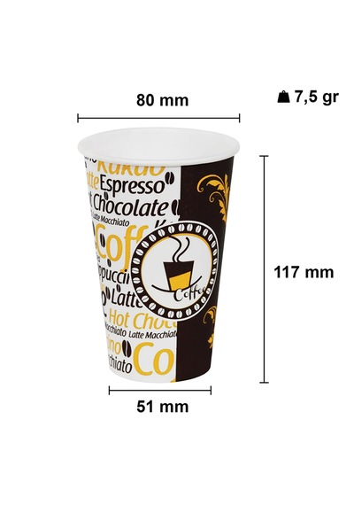 12 Oz Karton Bardak Kağıt Latte Bardağı 300 ml - 80 Adet