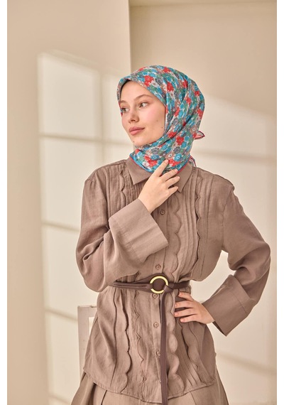 Silk Home Soft Eşarp 73092-32 Kırmızı, Gök Mavi, Yeşil, Füme