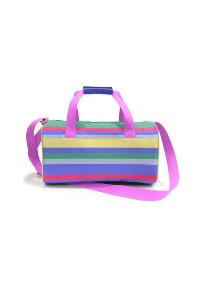 Coral High Milka Gri Sarı Çizgi Desenli Spor Çantası 27543 124-Pembe