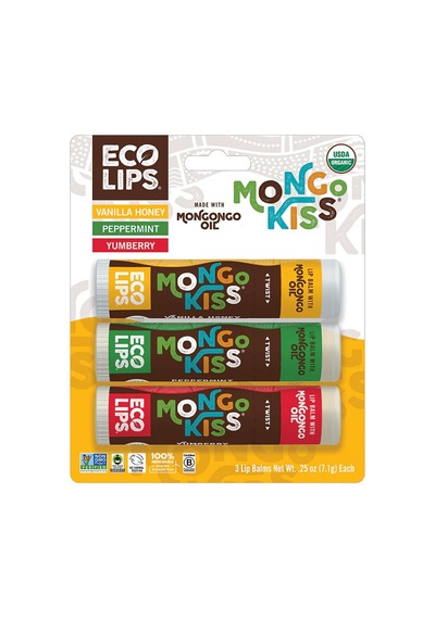 Eco Lips Mongo Kiss Peppermint + Vanilla Honey + Yumberry Lip Balm 3 x 7.1 G
