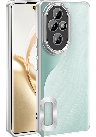 Honor 200 Uyumlu Kılıf Kamera Korumalı Logo Gösteren Zore Omega Kapak -115586 Gümüş