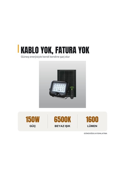 Ack 150w Solar Led Projektör Sensörlü 6500k - At65-19432