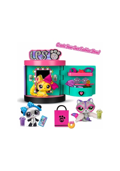 Littlest Pet Shop Spin & Style Boutique 4'ü 1 Arada 3 Figür 15+ Aksesuar Butik Oyun Seti Taşınabilir