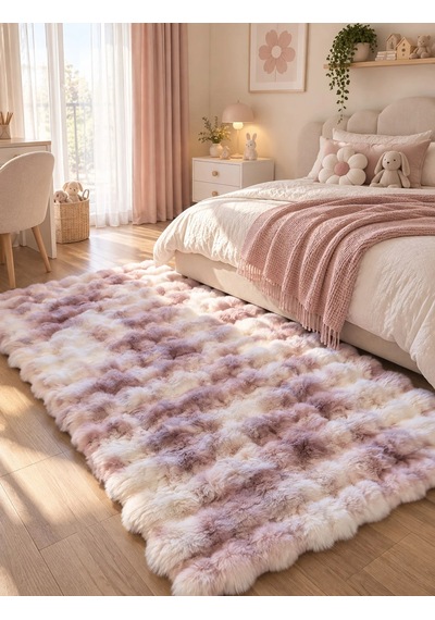 Hoom Rugs Rabbit 420 Multi Lila Çift Renkli Peluş Halı Çok Renkli