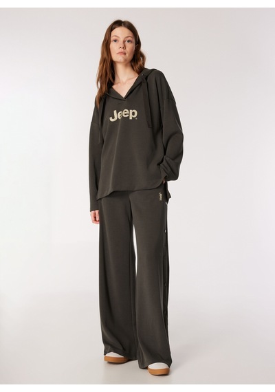 Jeep Haki Kadın Kapüşonlu Oversize Baskılı Sweatshirt C4wl-swt4420