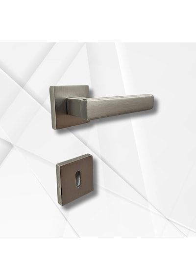 Lusso Inox 5 Adet Oda 2 Adet Wc Kare Rozetli Kapı Kolu Set - Lusso Inox 5+2