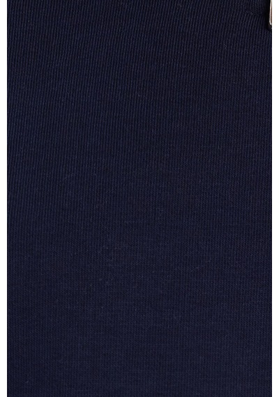 Tudors Kadın Relax Fit Rahat Kesim Pamuklu İçi Polarlı Yarım Fermuarlı Lacivert Dik Yaka Sweatshirt-37891 Lacivert