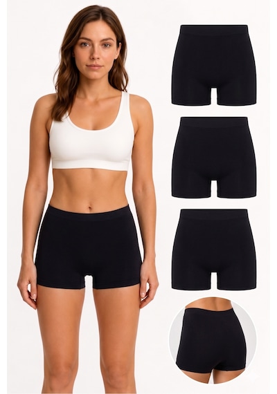 Westicgiyim Westiçgiyim Kadın Bambu Boxer - Premium Doğal Lifli Yumuşak Doku - 3'lü Paket Siyah
