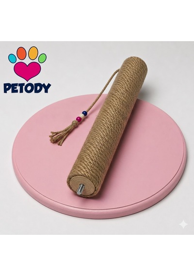 Petody Sakura Doğal Ahşap 60 Cm Jüt Kedi Tırmalama Direği