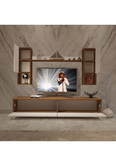 Decoraktiv Eko 5da Slm Std Retro Tv Ünitesi Tv Sehpası - Ceviz Beyaz Ahşap - Beyaz Decoraktiv Eko 5da Slm Std Retro Tv Ünitesi Tv Sehpası - Ceviz Beyaz Ahşap - Beyaz