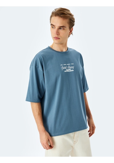 Koton Pamuklu Tok Kumaş Kısa Kollu Bisiklet Yaka Slogan Baskılı Oversize Tişört Mavi 5sam10182hk Mavi Koton Pamuklu Tok Kumaş Kısa Kollu Bisiklet Yaka Slogan Baskılı Oversize Tişört Mavi 5sam10182hk Mavi
