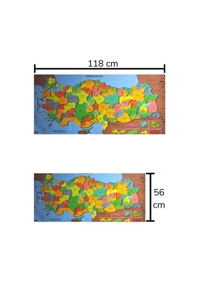 Durukar Renkli Türkiye Haritası Manyetik Yapıştırıcı Gerektirmeyen Duvar Stickerı 118 Cm 56 Cm