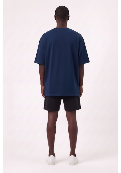 Usa 76'ers Lacivert Oversize Erkek T-shirt 11260 SİYAH