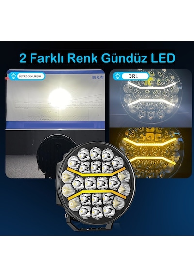 Kamyon 9 İnç Sis Farı Tepe Ve Tampon Lambası 100 W Projektör Lamba Gündüz Led Drl Sarı Ve Beyaz