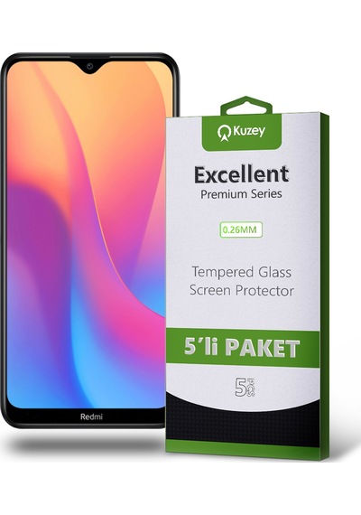 Xiaomi Redmi 8A ile Uyumlu Kırılmaz Temperli Ekran Koruyucu Cam Ekonomik 5'li Paket