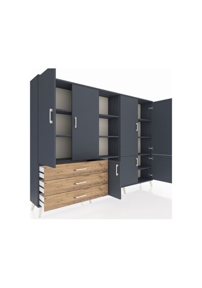 Arges Dolap 11 Raflı 3 Çekmeceli 7 Kapaklı 220x30x163 Antrasit-an Antrasit-antrasit/çam Arges Dolap 11 Raflı 3 Çekmeceli 7 Kapaklı 220x30x163 Antrasit-an Antrasit-antrasit/çam
