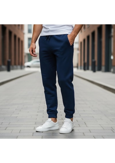Noxly Üç İplik Lastik Paça Jogger Eşofman Altı Lacivert