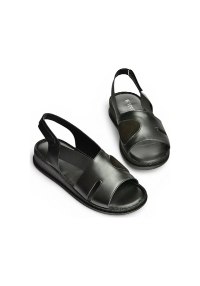 Fox Shoes Y555554003 Siyah Hakiki Deri Günlük Kadın Sandalet
