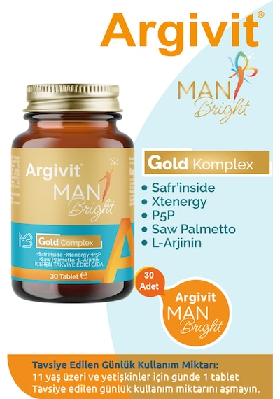 Argivit Man Bright Tablet 30 Tablet 2'li Paket