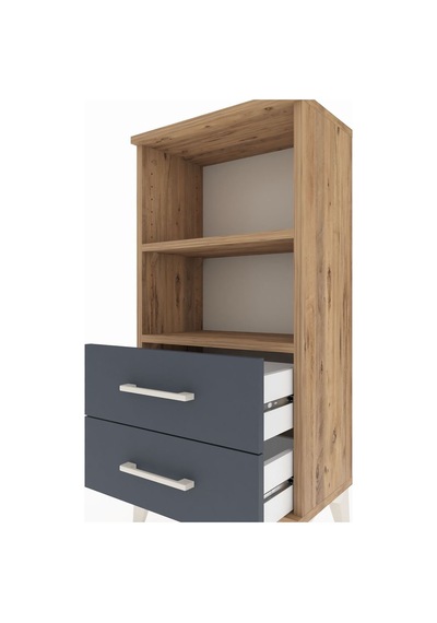 Arges Komodin 2 Raflı 2 Çekmeceli 44x30x96 Çam-antrasit Çam