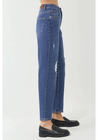Hiccup Yırtık Detaylı Slim Fit Kot Pantolon Orta Mavi Denim