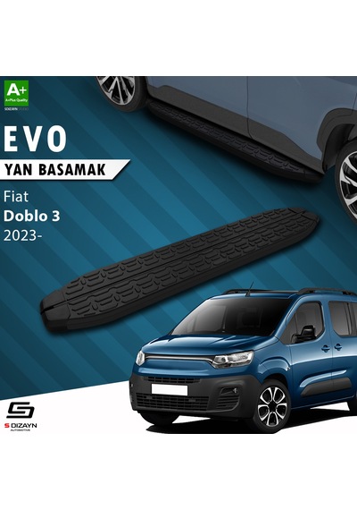 S-dizayn Fiat Doblo 3 Evo Siyah Yan Basamak 203 Cm 2023 Üzeri