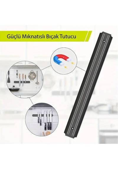 Şık Bıçak Yapıştırma Mıknatısı 33 cm Duvara Monte Metal Mıknatıslı Bıçak Tutucu