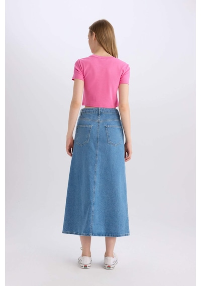 Defacto Fashion Fit Cepli Maxi Jean Etek D4422AX24AUNM28 Mavi