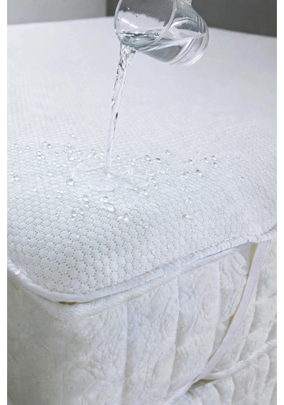Sıvı Geçirmez 4 Köşe Lastikli Honeycomb Desenli Yatak Alezi Nefes Alan Microfiber Yatak Koruyucu Alez Beyaz Tek Kişilik - Çift Kişilik