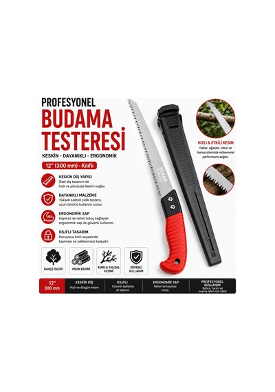 12" 300 Mm Kılıflı Budama Testeresi Profesyonel El Testeresi Dal Kesme Testeresi