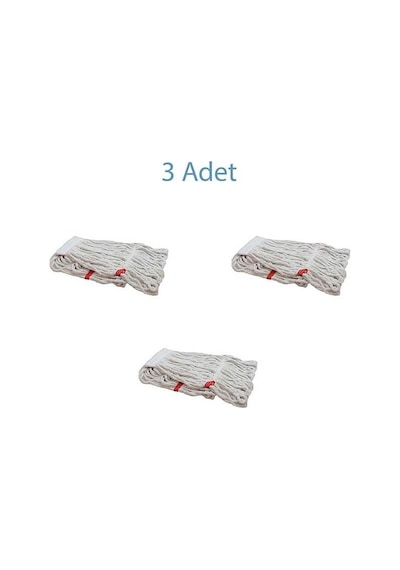 Cod-Ex Geniş Islak Mop Paspas Başlığı Püskül Pamuklu Beyaz 3’lü 500 G 25 CM
