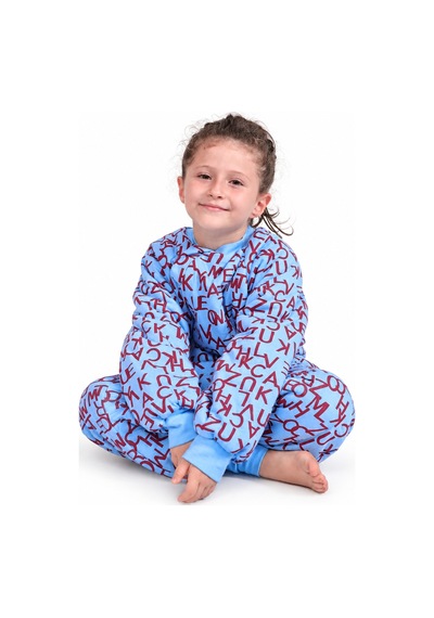 Babyhola 2.5 Tog Yorgan Gerektirmeyen Kalın Elyaf Dolgulu Çocuk Uyku Tulumu Pamuk Astarlı Unisex 6020 Saks