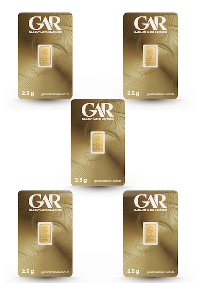Garanti Gold 2.5 gr Gram Külçe Altın 5 Adet