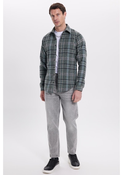 Tudors Erkek Slim Fit Dar Kesim Kareli Kışlık Oduncu Gömlek-42150 Çok Renkli