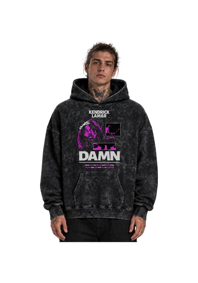 Sevbano Kendrick Lamar Damn Rapper Şarkıcı Baskılı Unisex Oversize Yıkama Siyah