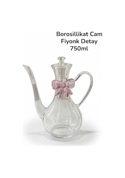 750ml Borosilikat Cam Kulplu Yağdanlık - Fiyonk Detay Cam Yağlık Şeffaf