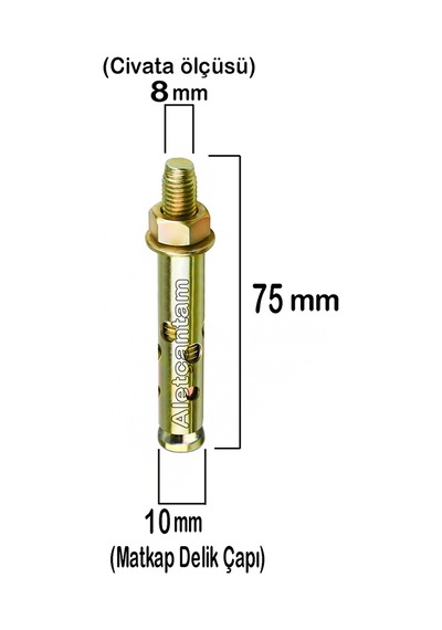 Aletçantam Çelik Dübel Gömlekli 8x75 (10mm) - 10 adet