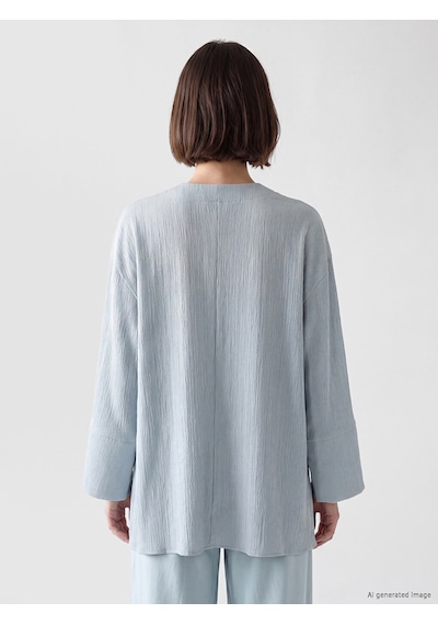 Lcw Modest Mavi Kruvaze Yaka Oversize Kadın Kimono