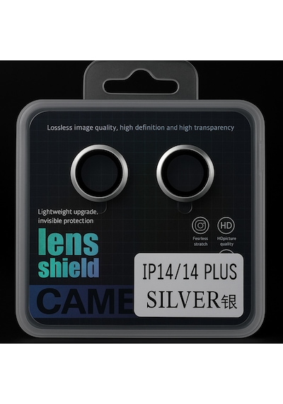 Apple Uyumlu iPhone 14/14 Plus Kamera Lens Koruyucu Black/silver Yüksek Çözünürlüklü-parlak-güçlü Silver