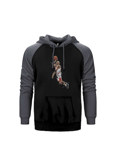 Micheal Jordn Attempt Gri Renk Reglan Kol Kapşonlu Sweatshirt Gri