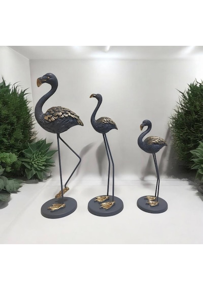 Metal Ayaklı 3 Lü Flamingo Gri