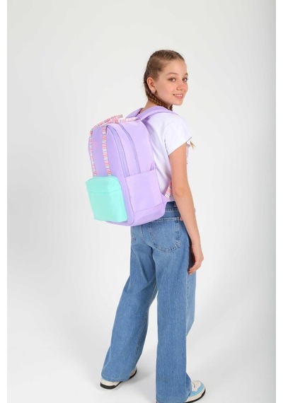 Kaukko Double Stripe Sırt Çantası Lilac K1764
