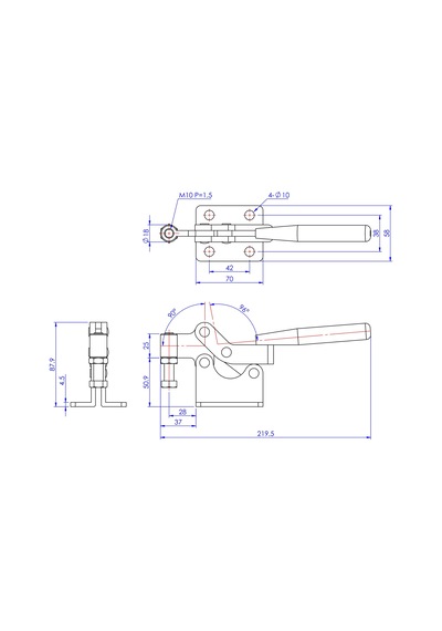 Goodhand Gh-20448 Yatay Geçiş Kelepçesi 700 Kg Kapasiteli Düz T