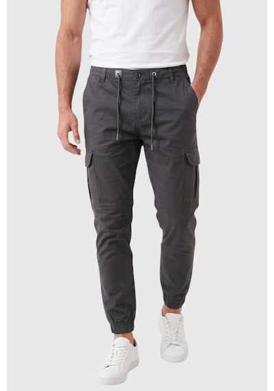 Rizzup Erkek Slim Fit Likralı Füme Kargo Cepli Jogger Pantolon İpli Bel Lastikli Paça 2600589