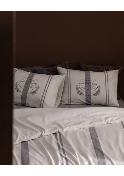 Madame Coco Leonore King Size %100 Pamuk Ranforce Baskılı Çarşaflı Nevresim Takımı - Gri 8684427302958 Çok Renkli